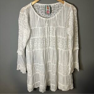Johnny Was Eyelet Tunic Top